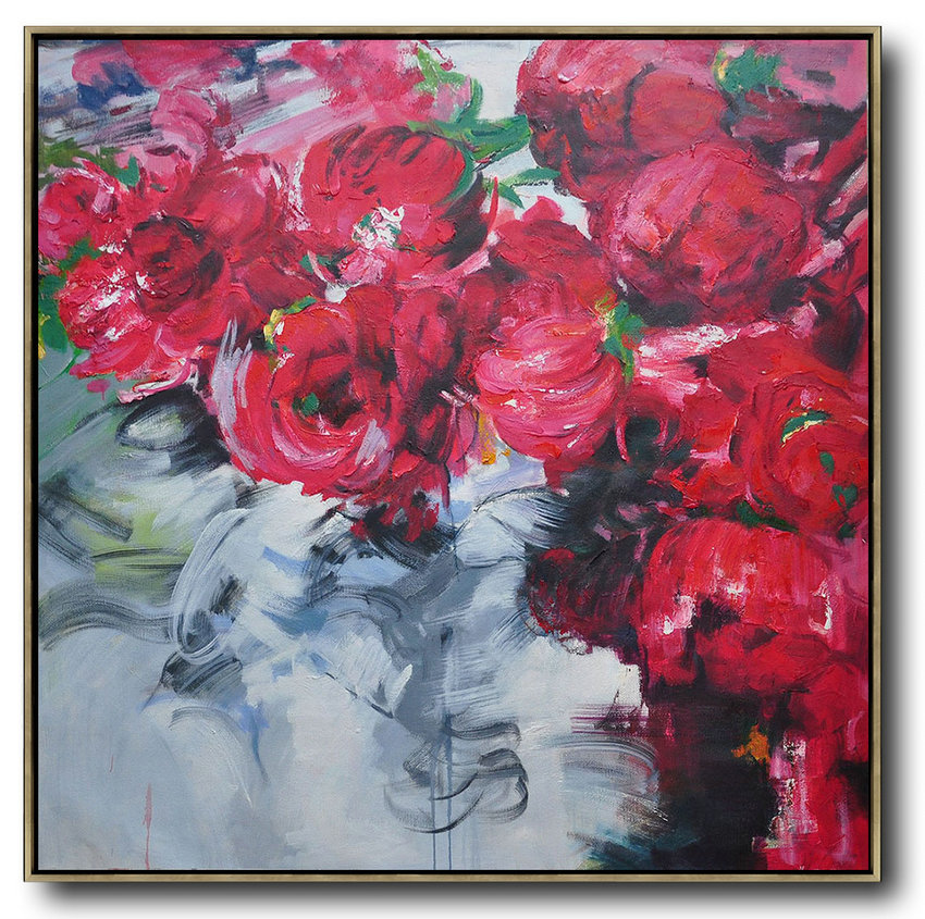 Abstract Flower Oil Painting Large Size Modern Wall Art #ABS0A26 - Click Image to Close